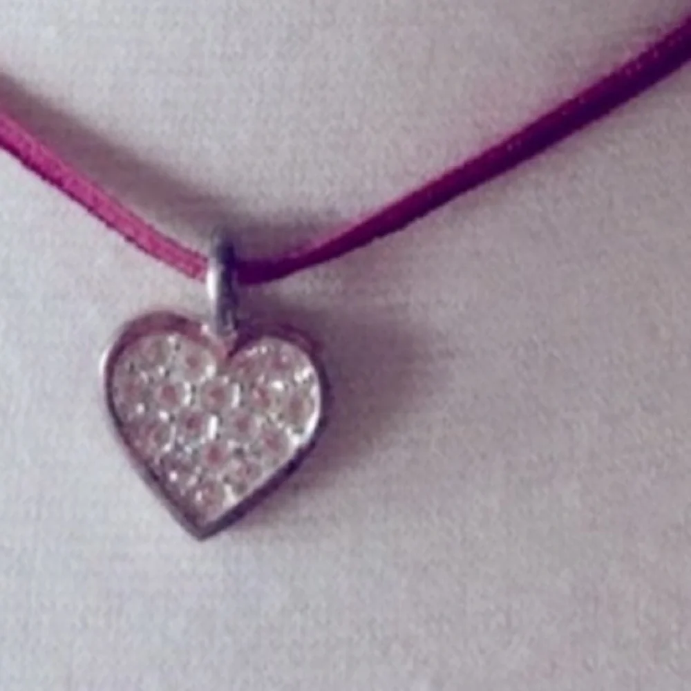 Tommy Hilfiger Leather Necklace with Rhinestone Heart